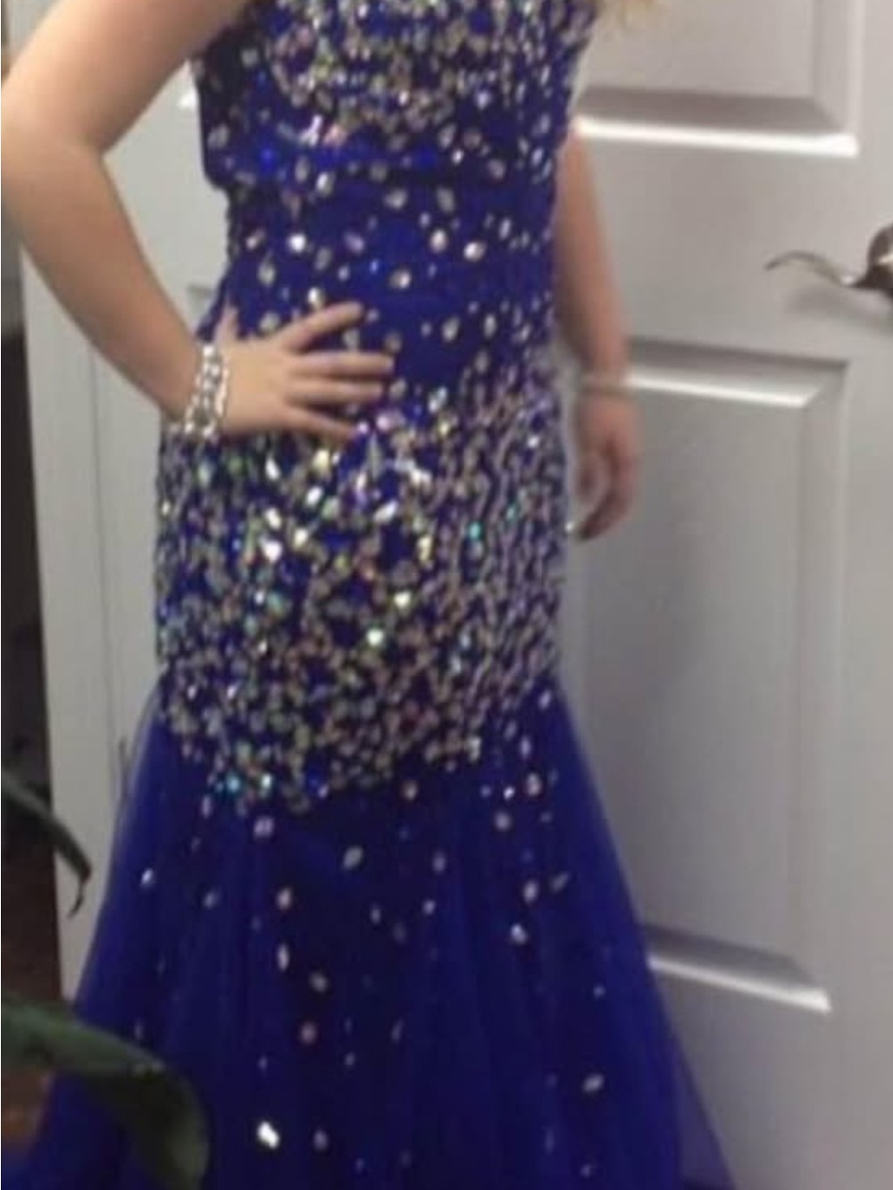 Womens Royal Blue Sequined Mermaid Dress